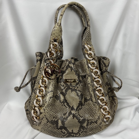 Michael Kors Handbags - Michael Kors Leather Snake Skin Print Hobo Bag